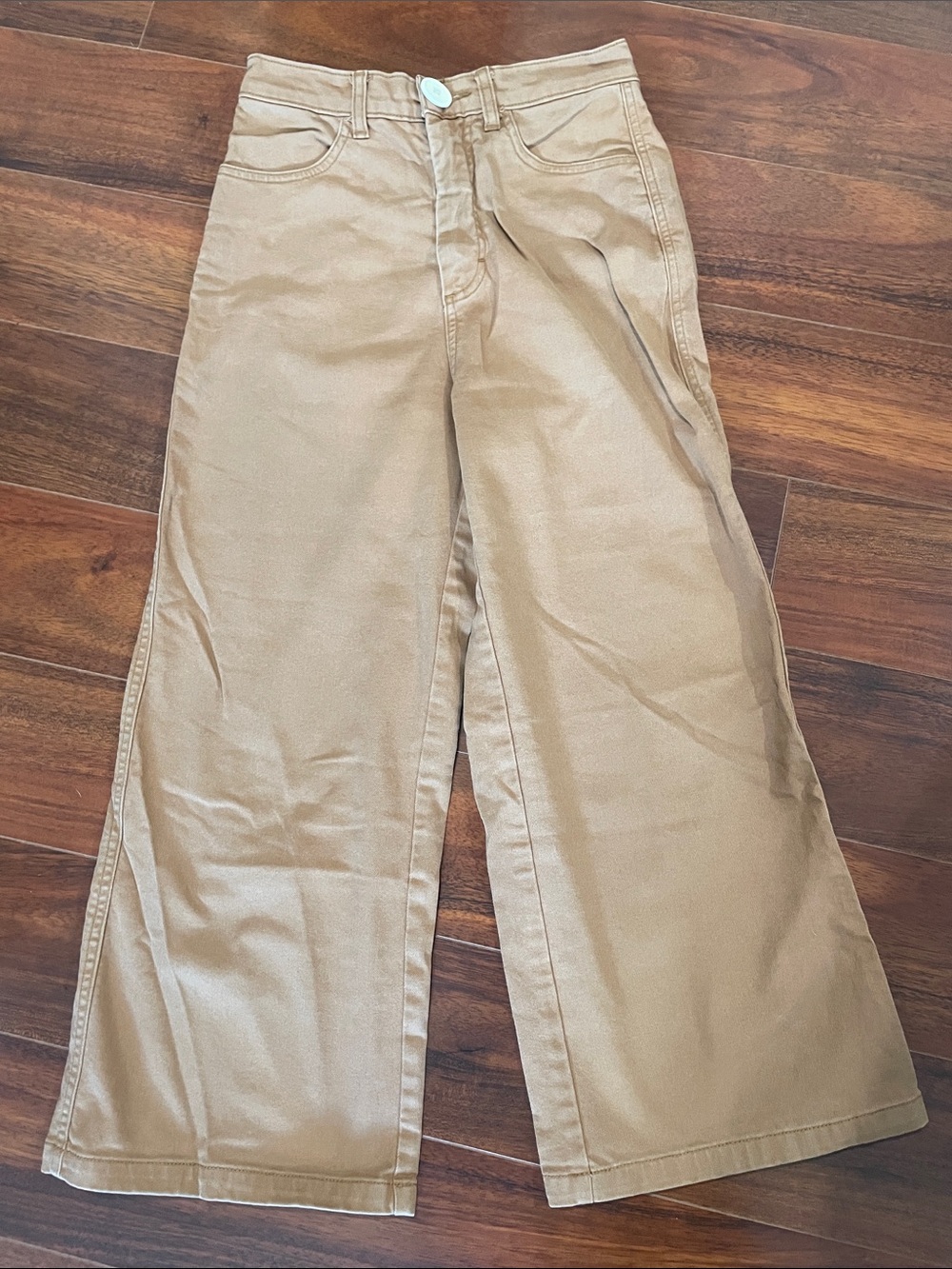 Whimsy + Row Women’s High-Rise Wide Leg Cropped Pants in Caramel Size 27